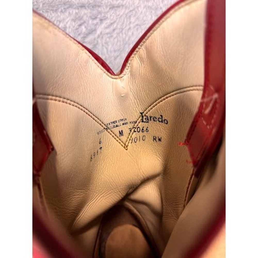 Vintage Laredo Red Leather Western Cowboy Boots Womens 6 M Made in USA 32066 - Picture 5 of 8